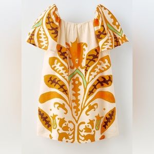 Zara Printed linen dress size 13/14